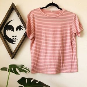 Pink and White Striped T-Shirt